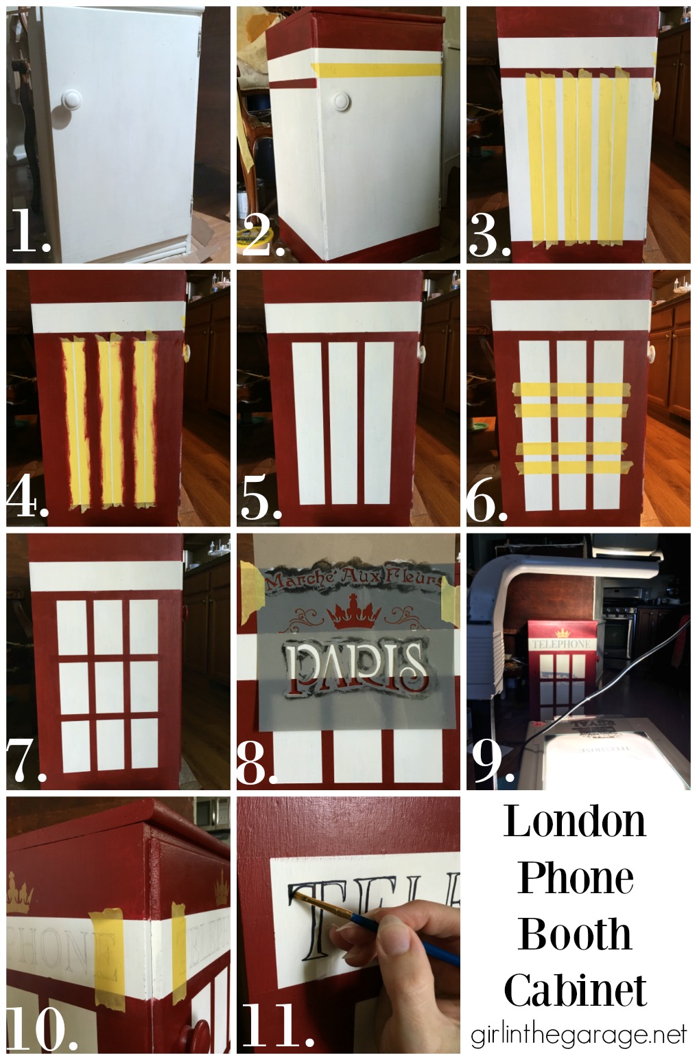 How to paint a London phone booth on furniture - Girl in the Garage