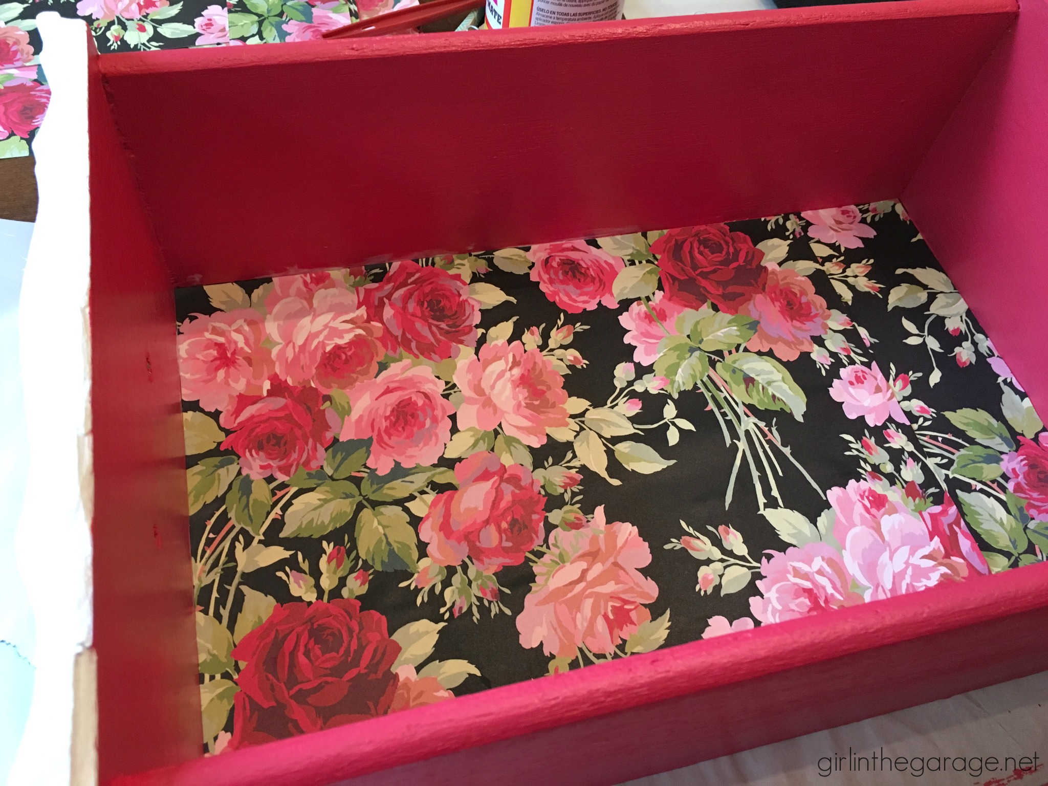 French Provincial Desk Makeover with Decoupage Drawers - Girl in the Garage