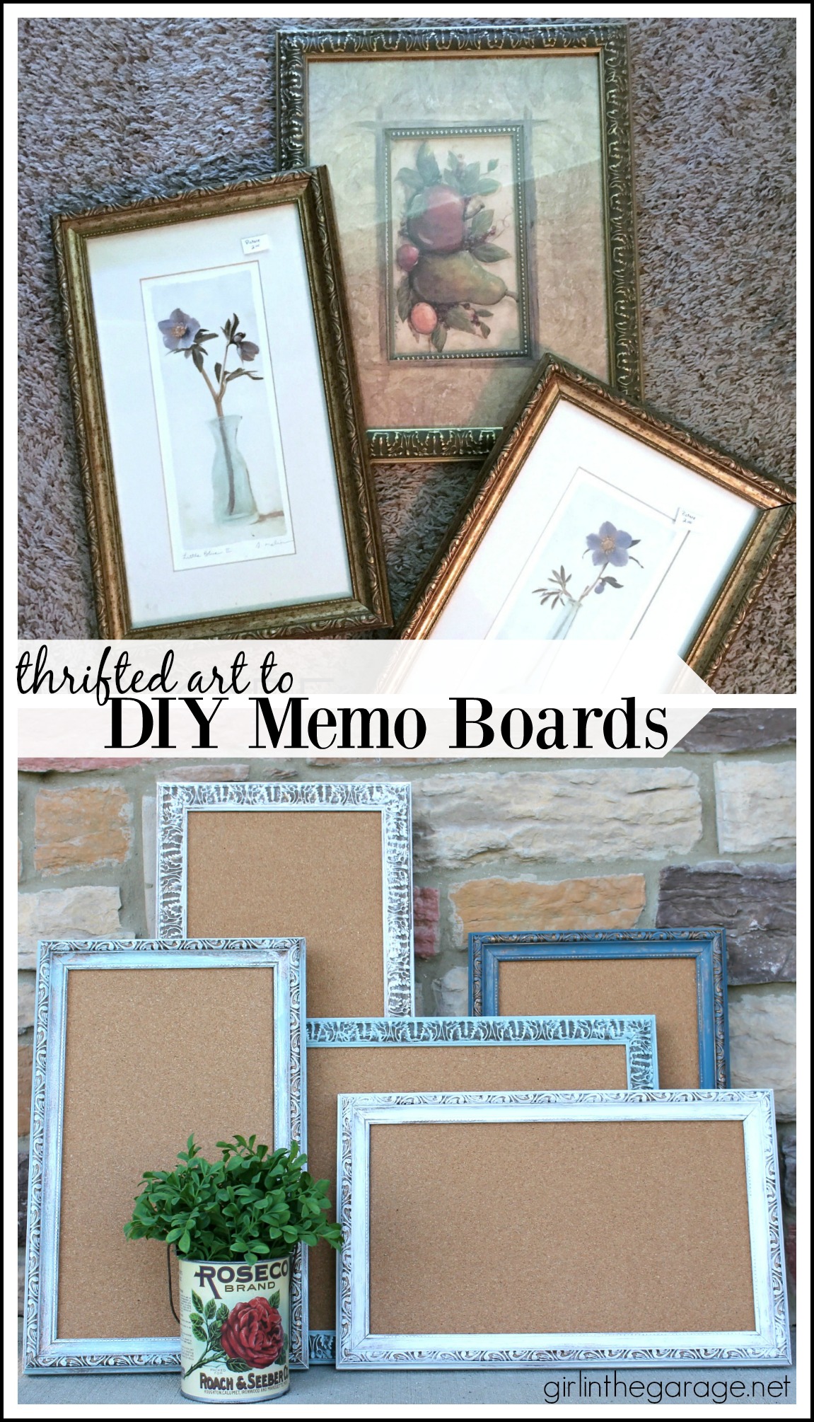 Thrifted Repurposed Art - DIY Memo Boards - Trash to Treasure Makeover - Girl in the Garage