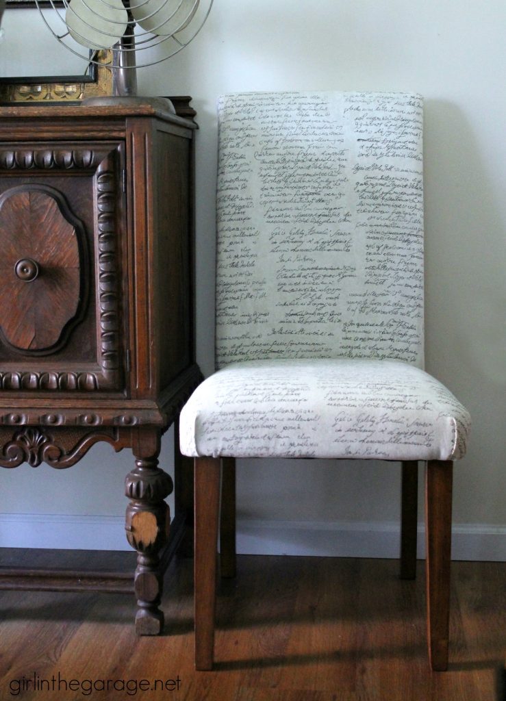 Reupholstered Dining Chair Makeover - Girl in the Garage