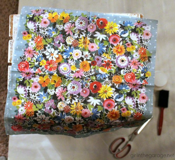How to Decoupage Napkins onto Wood Girl in the Garage®