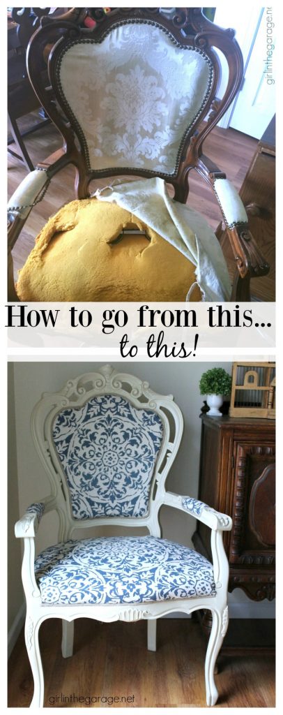 DIY Reupholstered Chair Makeover - Girl in the Garage