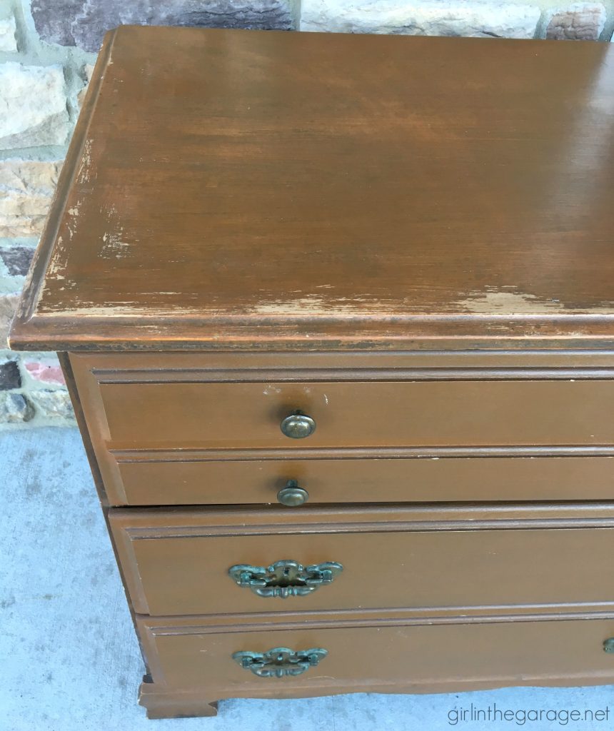 Vintage Duck Egg Blue Dresser Makeover with Decoupage Drawers - Girl in the Garage