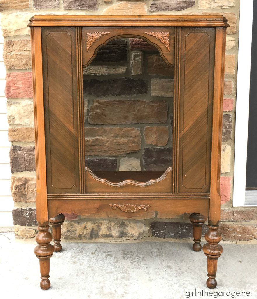 Repurposed antique radio cabinet to bookcase - by Girl in the Garage