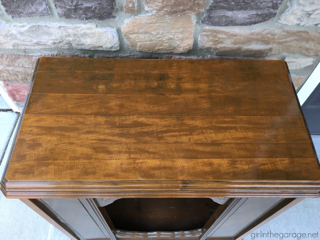 Repurposed antique radio cabinet makeover to bookcase - by Girl in the Garage