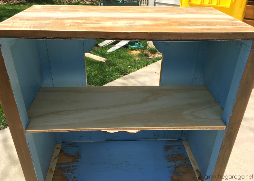 Repurposed antique radio cabinet to bookcase - by Girl in the Garage