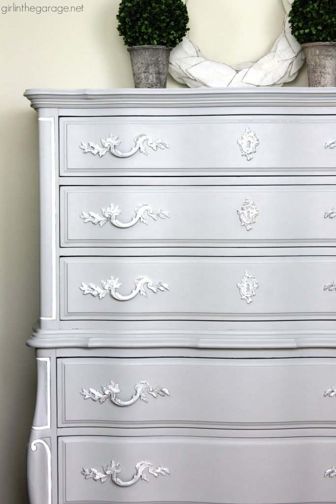 Glamorous French Provincial dresser makeover in Fusion Mineral Paint. By Girl in the Garage