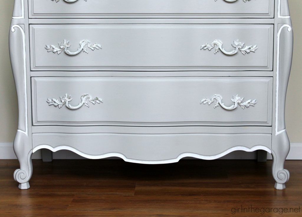 Glamorous French Provincial dresser makeover in Fusion Mineral Paint. By Girl in the Garage