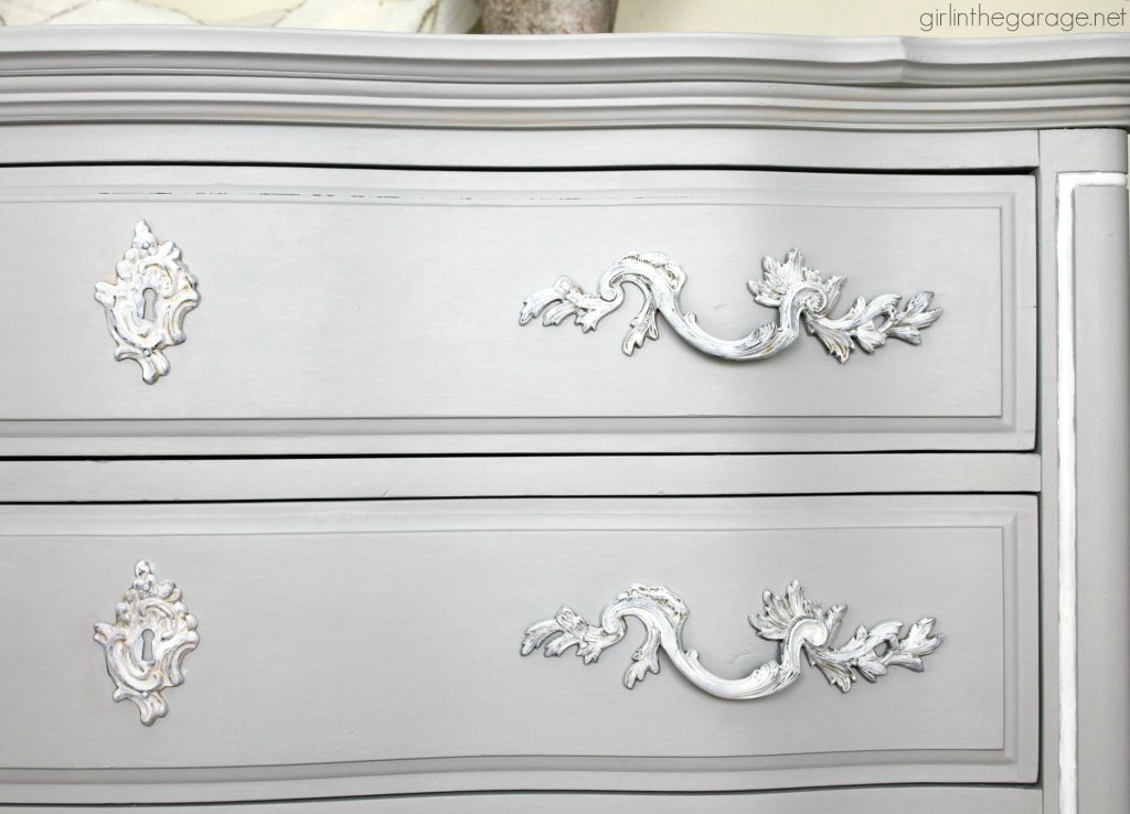 Glamorous French Provincial dresser makeover in Fusion Mineral Paint. By Girl in the Garage