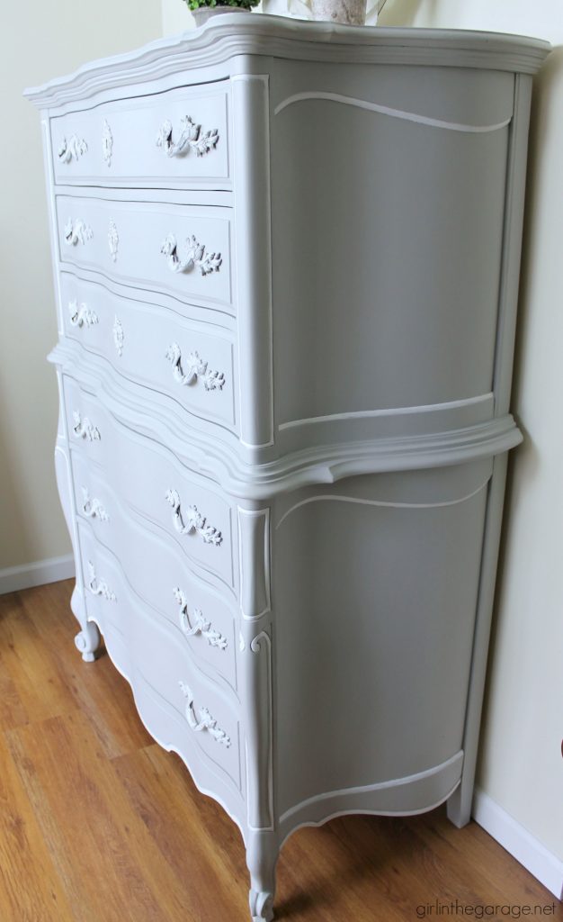 Glamorous French Provincial dresser makeover in Fusion Mineral Paint. By Girl in the Garage