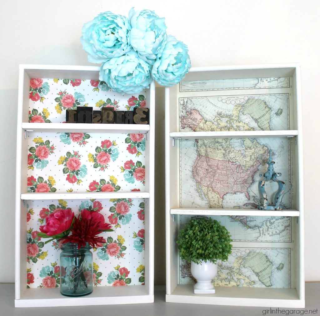 Repurposed drawer shelves - DIY furniture and decor makeover ideas by Girl in the Garage