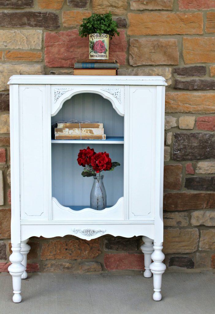 Repurposed antique radio cabinet to bookcase - by Girl in the Garage