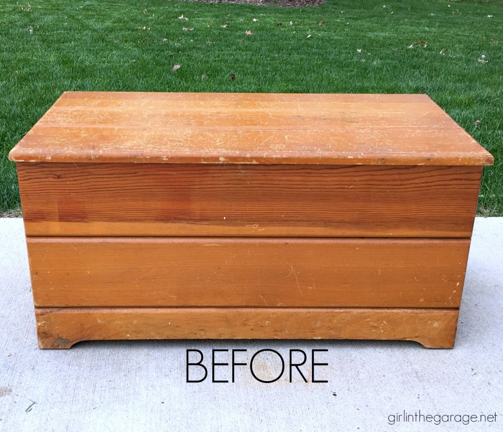 DIY Farmhouse style wood chest makeover I Girl in the Garage