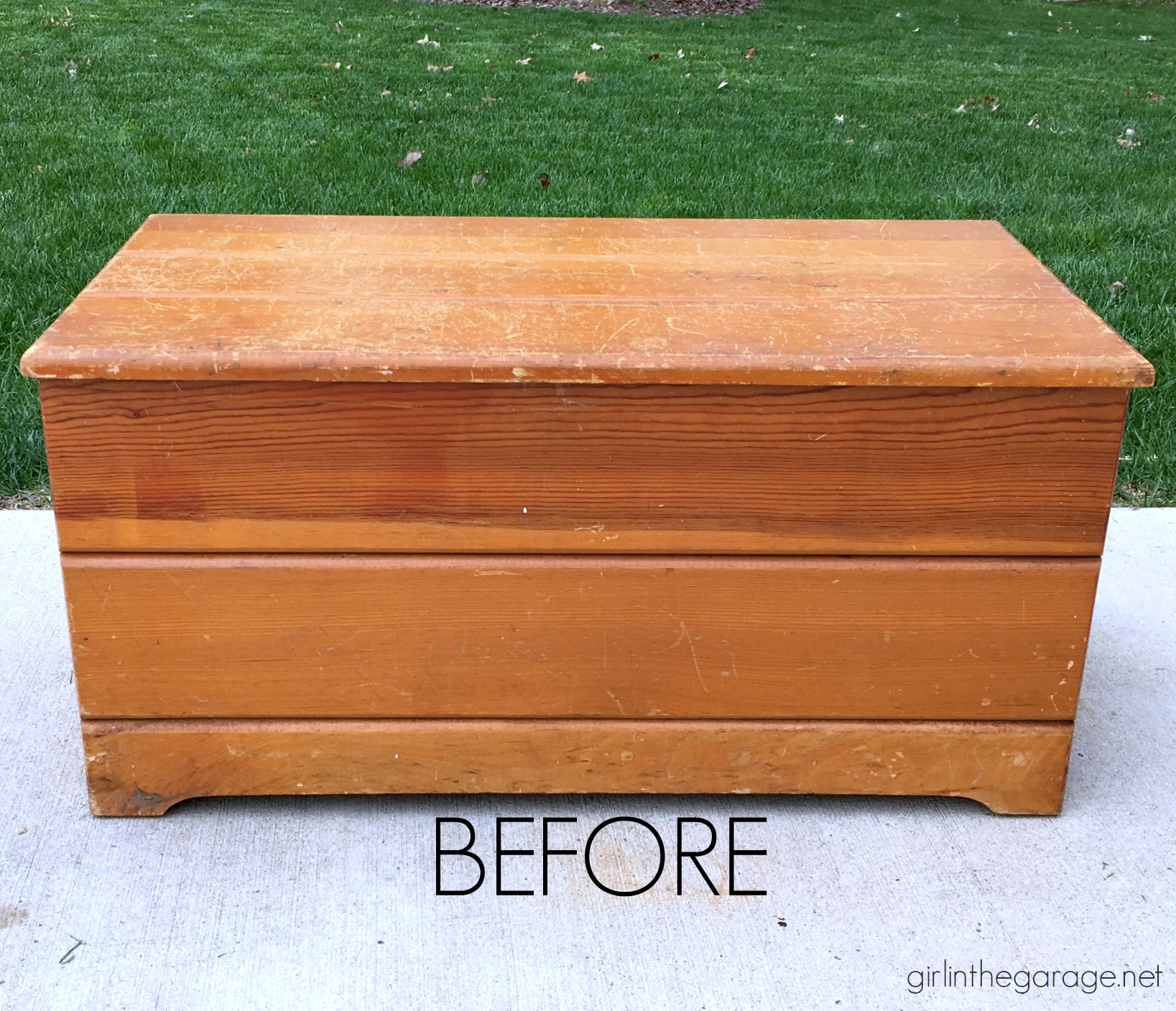 Farmhouse Style Wood Chest Makeover + Too Many Ideas - Girl in the