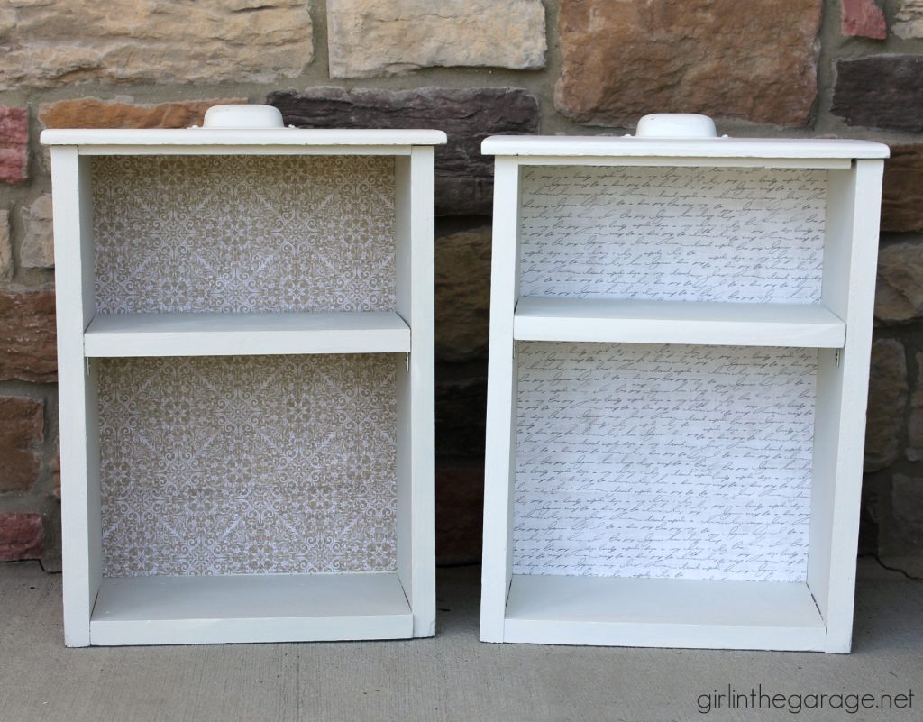 Repurposed drawers to shelves - Girl in the Garage