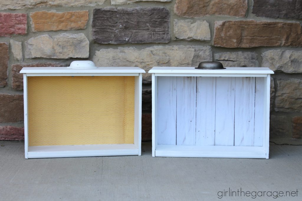 Repurposed drawers to shelves - Girl in the Garage