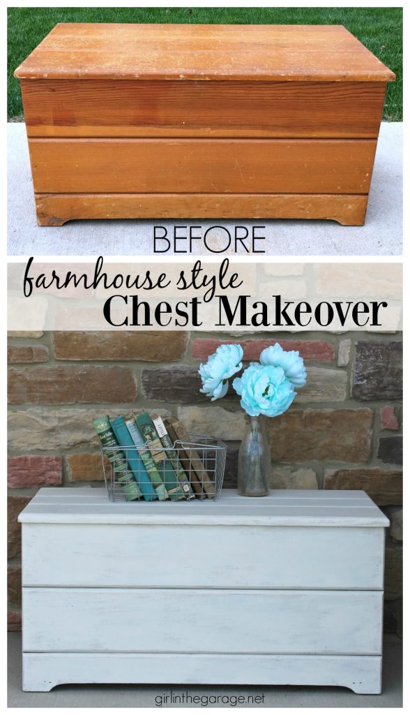 DIY Farmhouse style wood chest makeover I Girl in the Garage