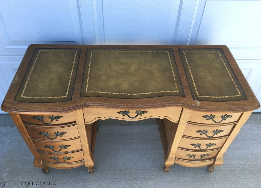 Painting A Leather Top French Provincial Desk Girl In The Garage