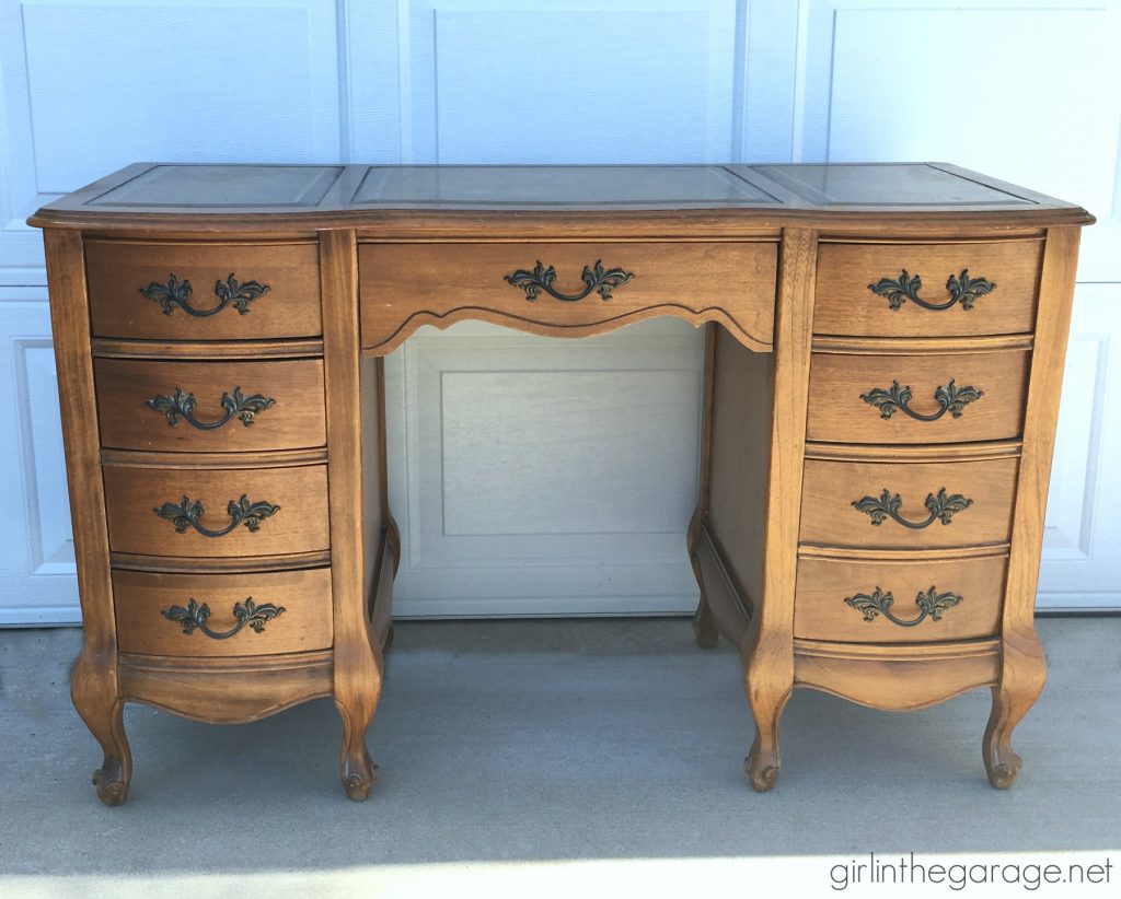 Painting A Leather Top French Provincial Desk Girl In The Garage