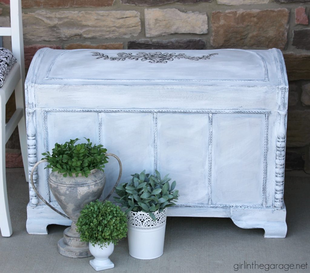 DIY chest makeover with easy layered paint technique tutorial. Girl in the Garage