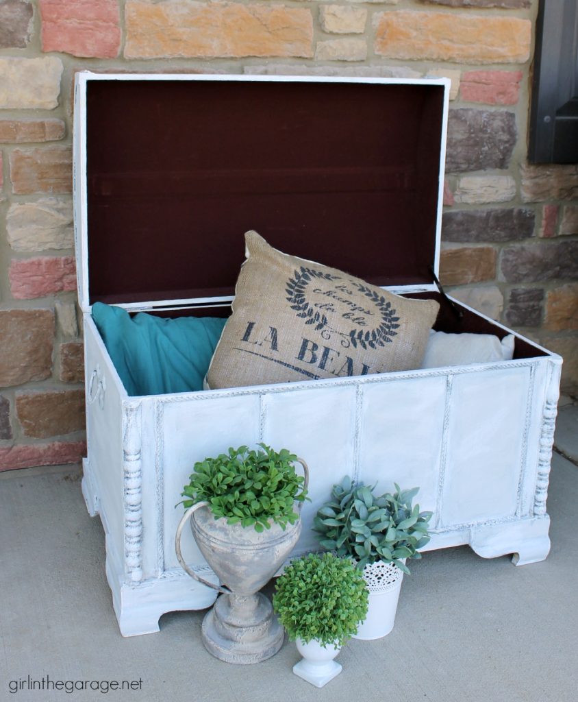 DIY chest makeover with easy layered paint technique tutorial. Girl in the Garage