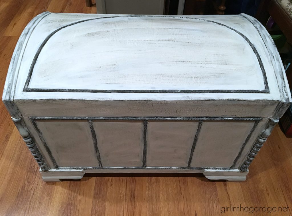 DIY chest makeover with easy layered paint technique tutorial. Girl in the Garage