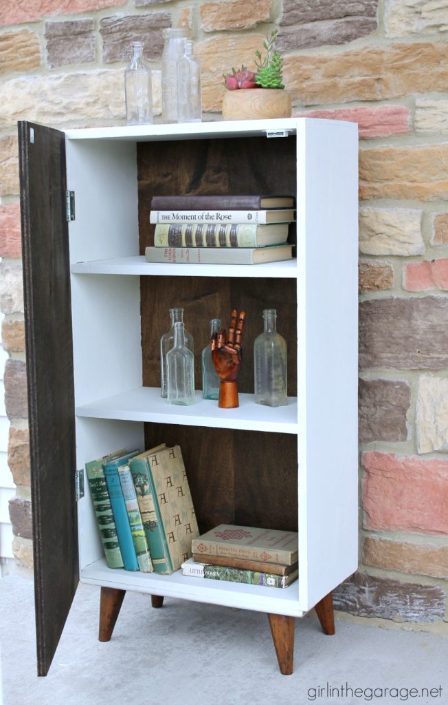 Vintage bookcase makeover to DIY faux card catalog - Girl in the Garage