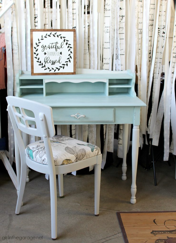 Mismatched vintage chair and desk makeover - by Girl in the Garage