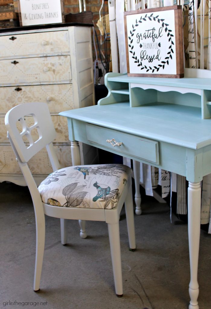 Mismatched vintage chair and desk makeover - by Girl in the Garage