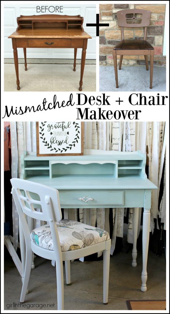 Mismatched Chair and Desk Makeover - Girl in the Garage