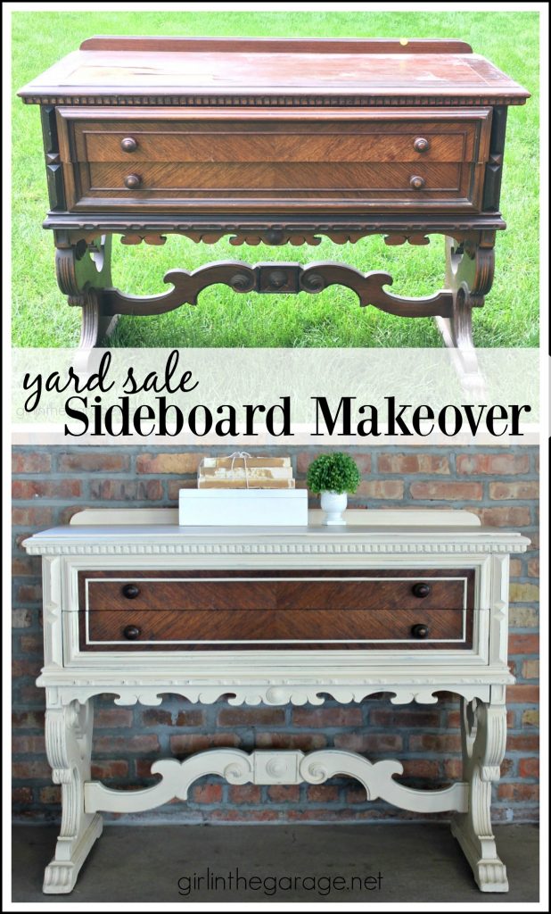 Yard Sale Antique Sideboard Makeover - Girl in the Garage