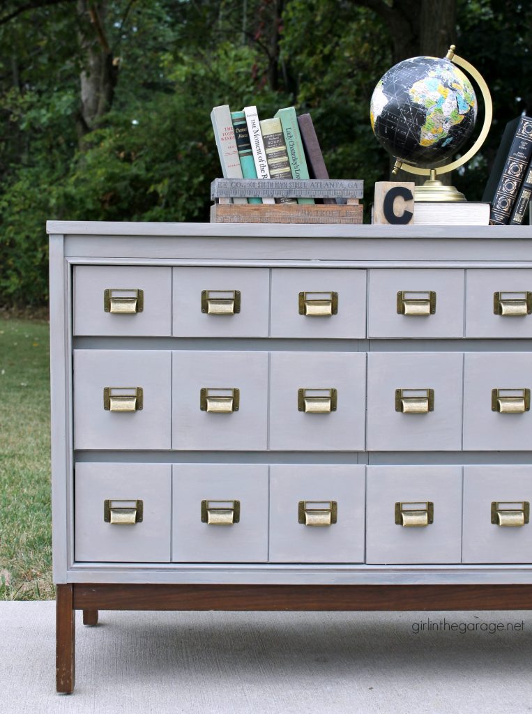 DIY faux card catalog - thrifted dresser makeover - by Girl in the Garage