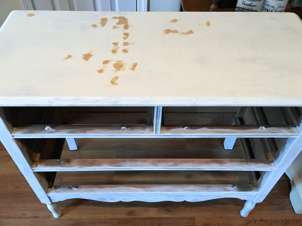 Learn how to repair and repaint painted furniture for a much better result, tutorial by Girl in the Garage.