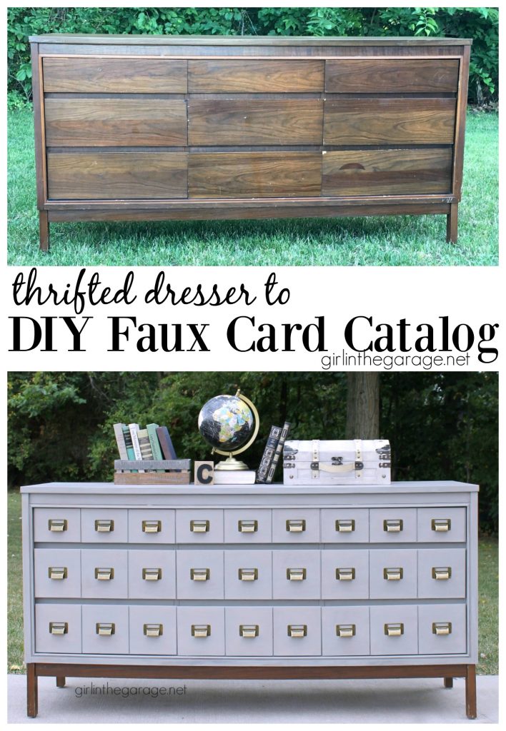 Thrifted Dresser to DIY Faux Card Catalog - Girl in the Garage