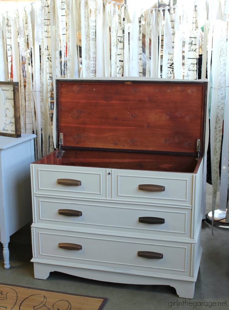 Vintage Cedar Chest Makeover - Minwax Stain and Annie Sloan Chalk Paint - No Bleed Through - by Girl in the Garage