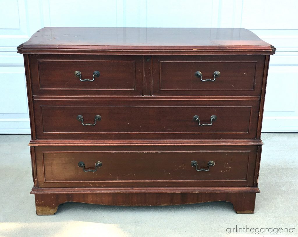 Vintage Cedar Chest Makeover - Minwax Stain and Annie Sloan Chalk Paint - No Bleed Through - by Girl in the Garage