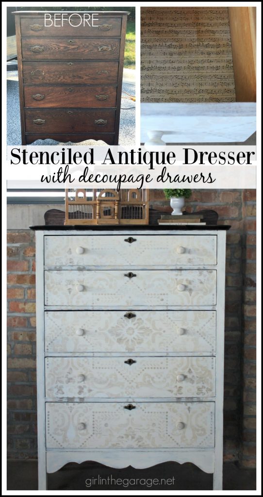 Chalk Paint Stenciled Highboy Dresser Makeover Girl In The Garage