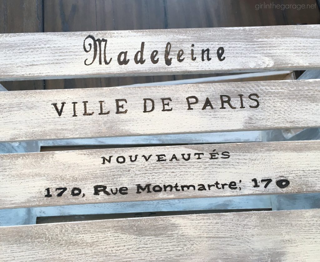 How to Paint a DIY Weathered Crate with French Image Transfer - Girl in the Garage