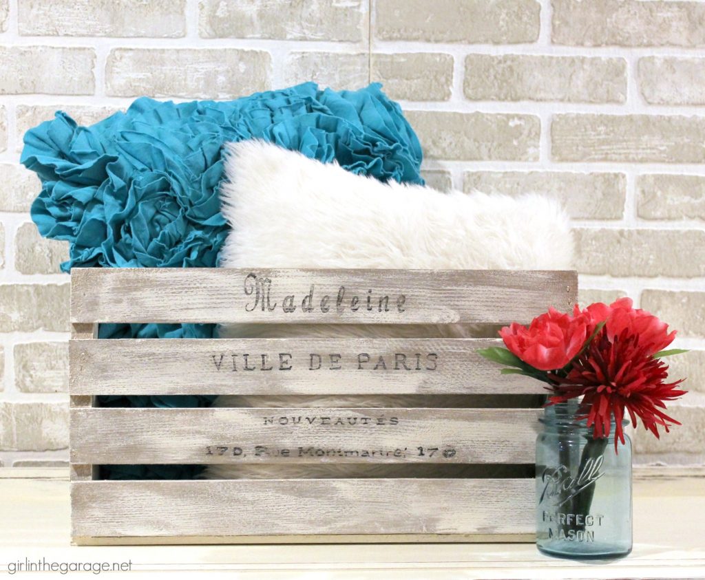 How to Paint a DIY Weathered Crate with French Image Transfer - Girl in the Garage
