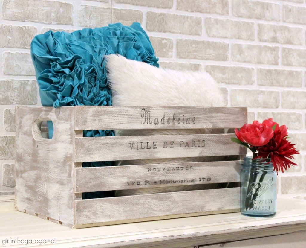 How to Paint a DIY Weathered Crate with French Image Transfer - Girl in the Garage