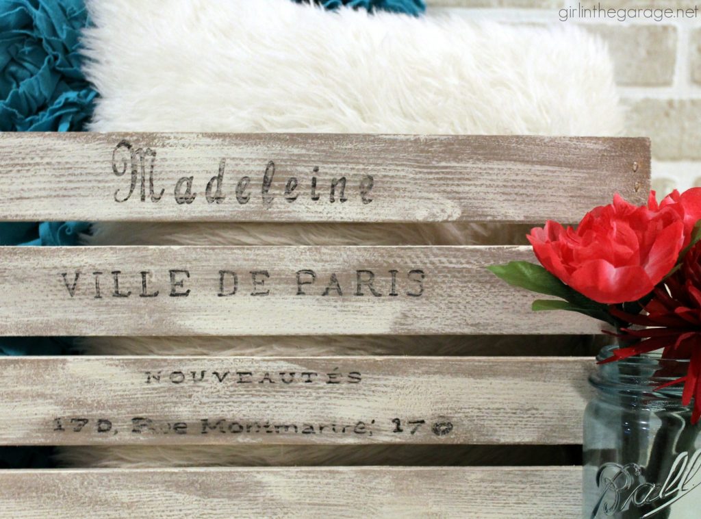 How to Paint a DIY Weathered Crate with French Image Transfer - Girl in the Garage