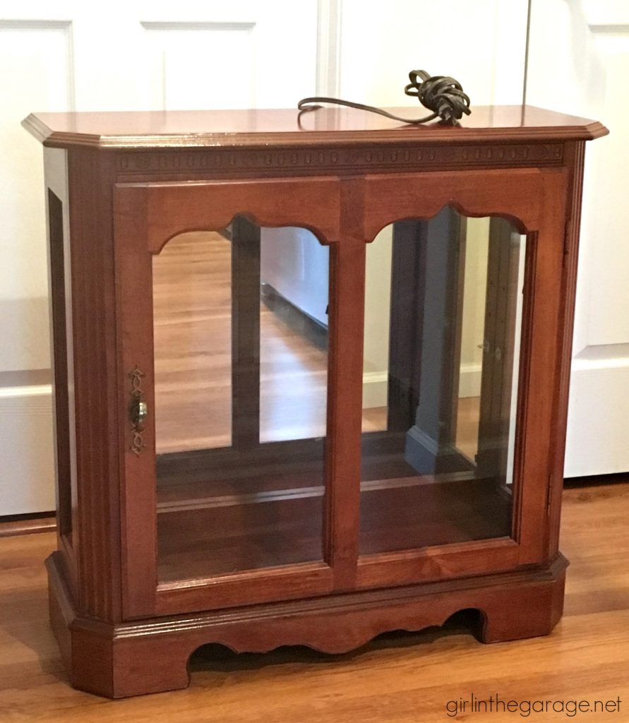 Chalk painted store curio cabinet