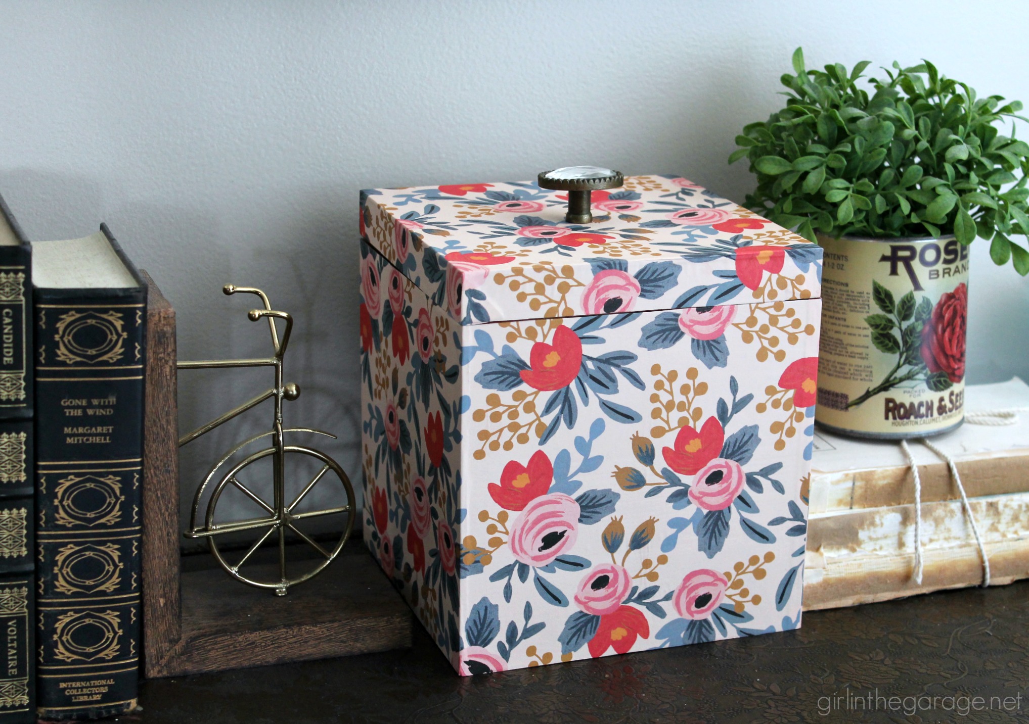 Storage Box Makeover with Wrapping Paper - Girl in the Garage®