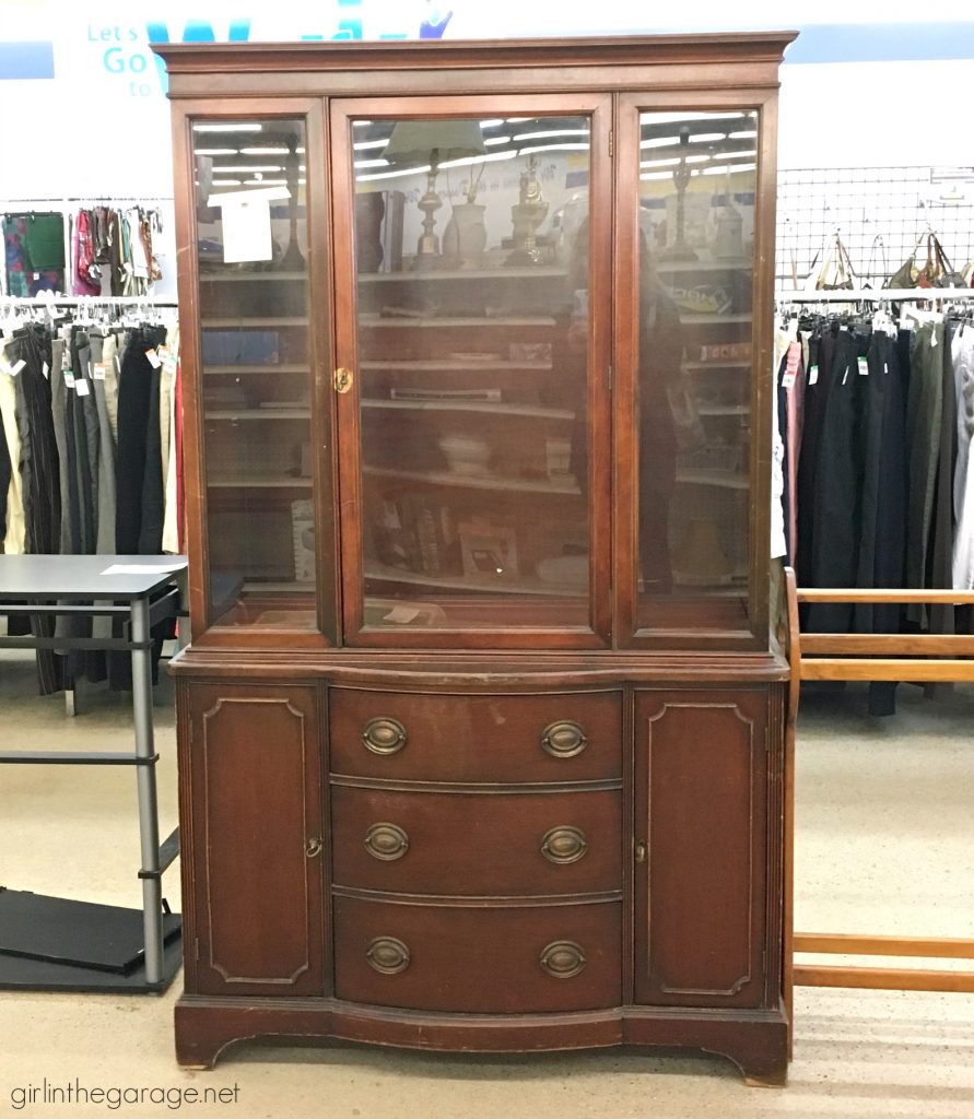 Farmhouse China Cabinet Makeover With Shiplap Girl In The Garage   IMG 0499 China Cabinet Makeover Before 891x1024 