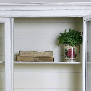Farmhouse China Cabinet Makeover with Shiplap