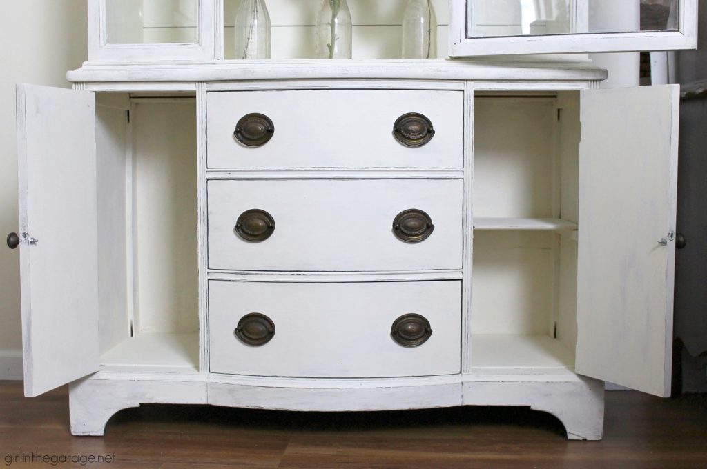 Farmhouse China Cabinet Makeover with Shiplap - Girl in the Garage®