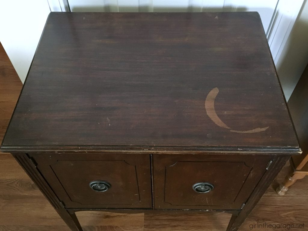 Upcycled record cabinet makeover to faux DIY card catalog with Chalk Paint - tutorial by Girl in the Garage