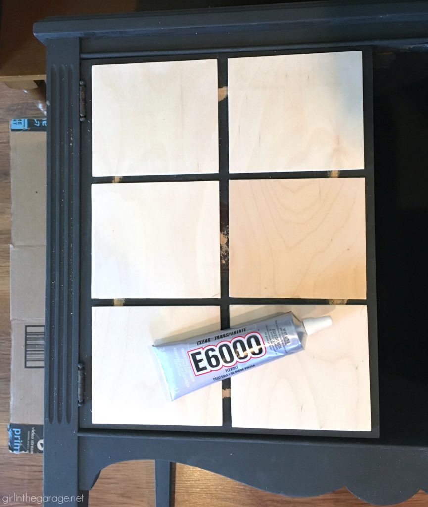 Upcycled record cabinet makeover to faux DIY card catalog with Chalk Paint - tutorial by Girl in the Garage