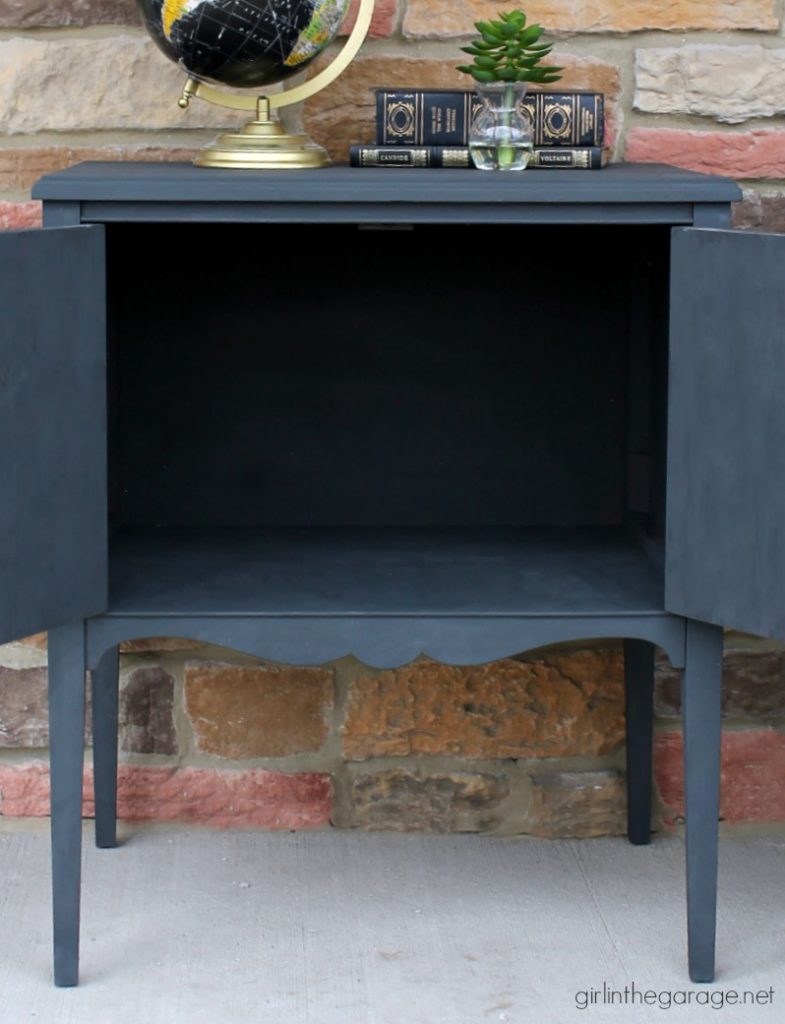 Upcycled record cabinet makeover to faux DIY card catalog with Chalk Paint - tutorial by Girl in the Garage