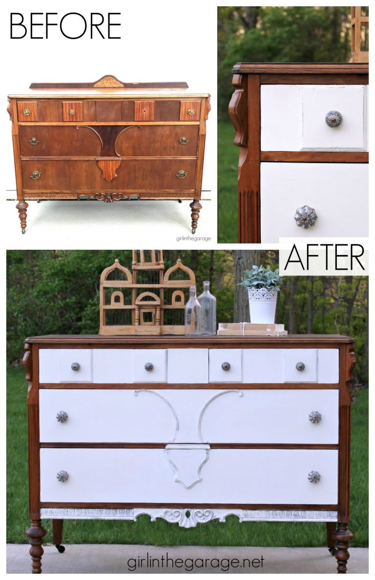 How to Paint and Stain an Antique Dresser - Girl in the Garage®